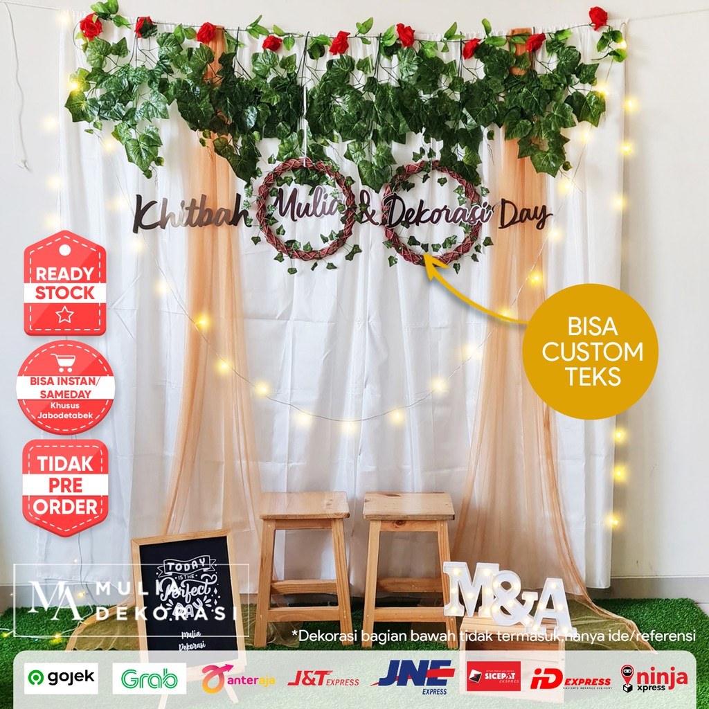 Dekorasi Lamaran Tunangan Backdrop Nikahan PhotoBooth DIY Akad Nikah Aqiqah Khitan Paket Mulia BB