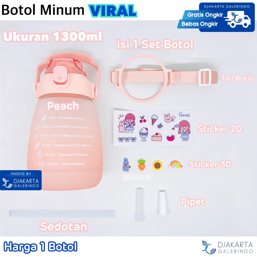 Botol Minum Viral Motivasi Gemoy 1300ml 1.3 Liter