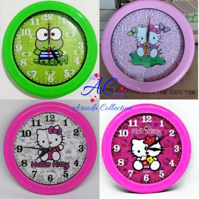 Jam dinding karakter hello kitty / jam dinding karakter keropi