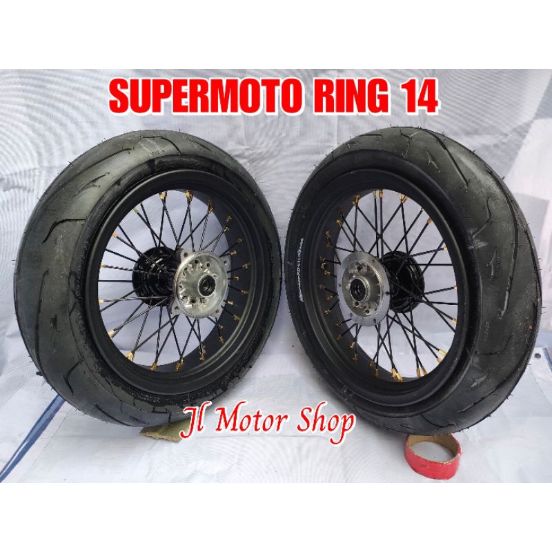 Paket Komplit Velg Supermoto Super Moto Ring 14 Honda CRF150 Plus Klx D-Tracker Ban KLX 150 CRF