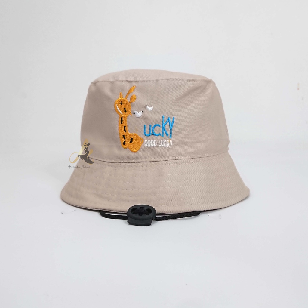 Topi Bucket Anak Bordir Good Lucky Ada Tali/ Bucket Bordir Anak Laki Laki Perempuan