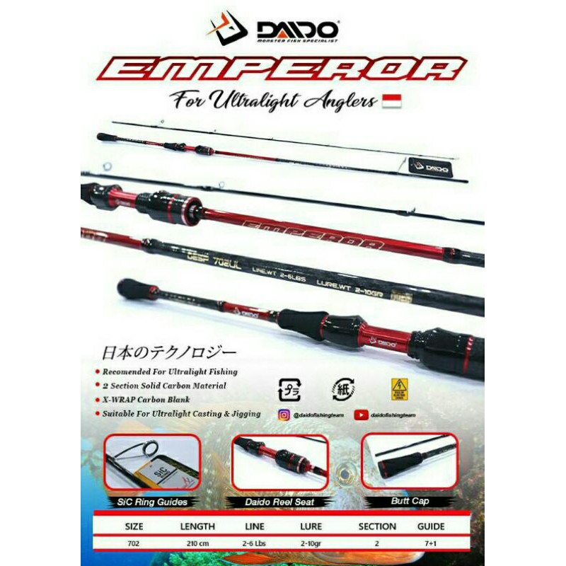 Joran UL & Ujungan UL Daido Emperor Pro Series 662 702 UL