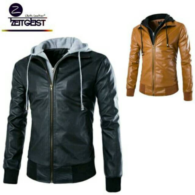 Jaket Hoodie - Zeitgeist Faux Leather Jaket Kulit Sintetis (NW-02)