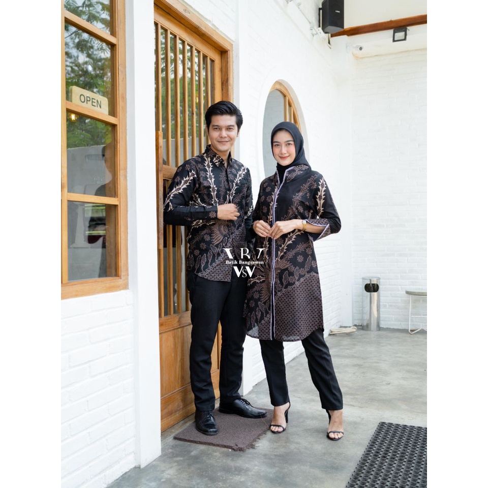 [ANS BATIK] Maura Couple - Sania Ruffle Batik Couple Ori Ndoro Jowi Garansi Termurah Shopee