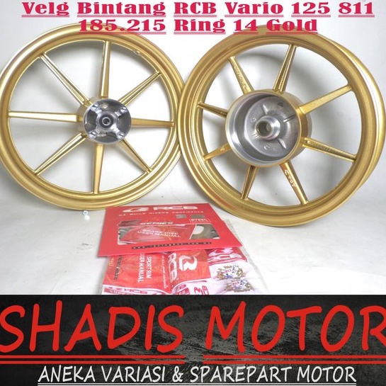 Velg Bintang Motor Merk RCB Tipe 811 Ukuran 185/215 Ring 14 Motor Vario 125 Warna Gold Velg Palang M