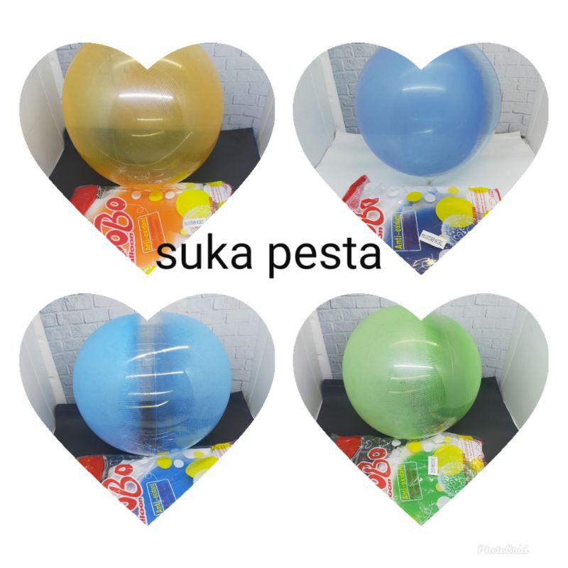 BALON PVC BOBO 18 INCH TRANSPARAN WARNA 1 PACK ISI 50 PCS / BALON BOBO 18 INCH / BALON BOBO WARNA 18