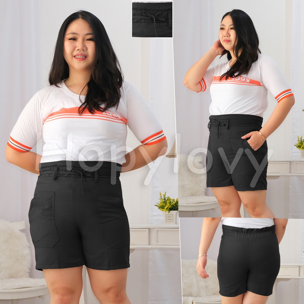 HOPYLOVY - Jumbo XXL Celana Pendek Wanita Hot Pants Move It Highwaist Pinggang Karet Sherly