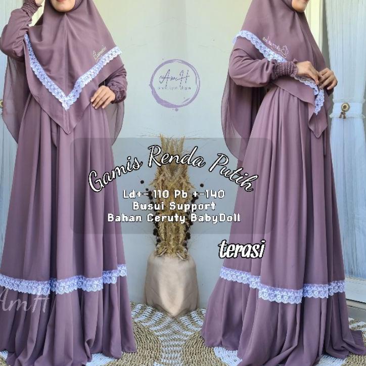 Menarik GAMIS CERUTY RENDA PUTIH BY BERMERKS