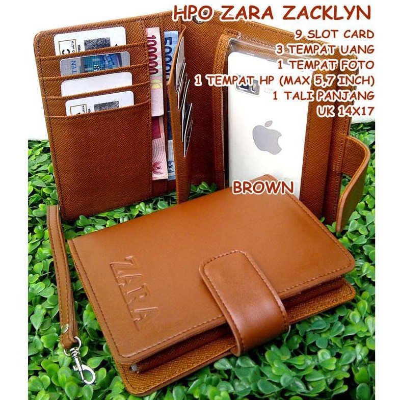 Dompet Wanita Kulit Hpo Zara Zacklyn 1 Hp 5,7 Inch Brown - Cokelat Muda