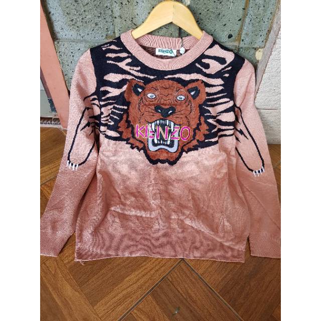 KOREA RAJUT LUCU HITAM BIRU LANGIT UNGU / Sweter rajut Kenzo premium tag label kenzo