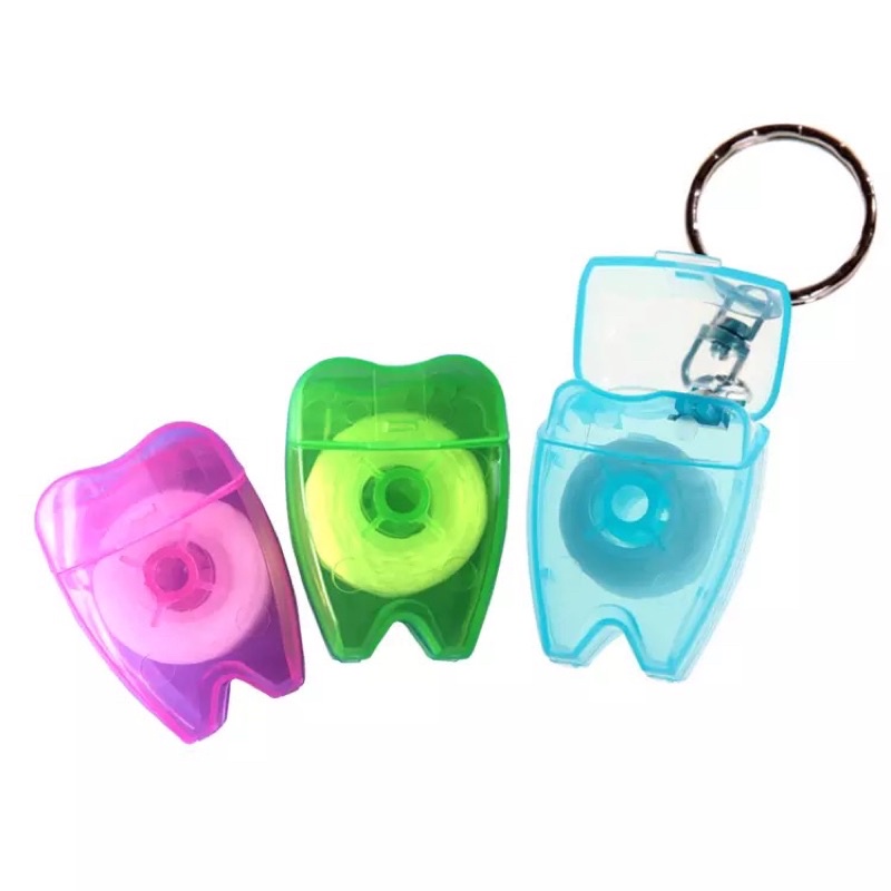 Gantungan kunci dental floss roll bentuk gigi benang gigi mini gantungan tas pembersih sela celah gigi