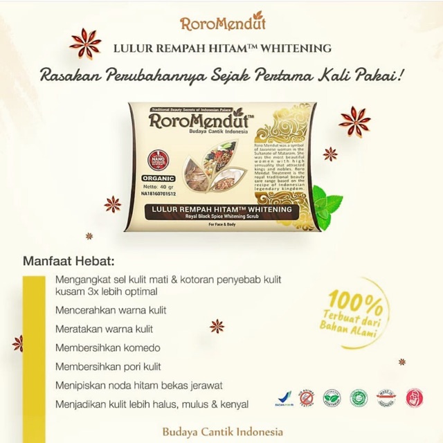 Roro Mendut Lulur Rempah Hitam Whitening