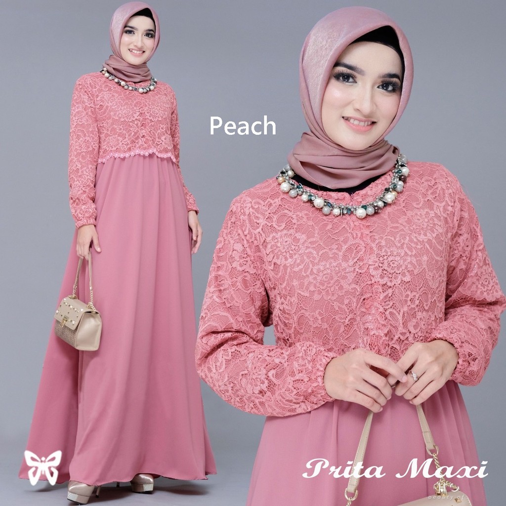 HOPYLOVY - Gamis Wanita Brukat Maxi Prita