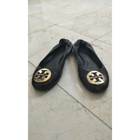 LIKE NEW SEPATU TORY BURCH CLASSIC REVA BALLET BLACK FLAT SHOES BRANDED AUTHENTIC ORIGINAL TB SANDAL