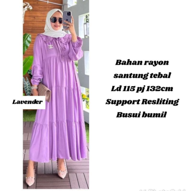 Rachel Midi Dress Busui Friendly // Gamis Wanita Terbaru Kekinian // Fashion Muslim // Bahan Katun Rayon