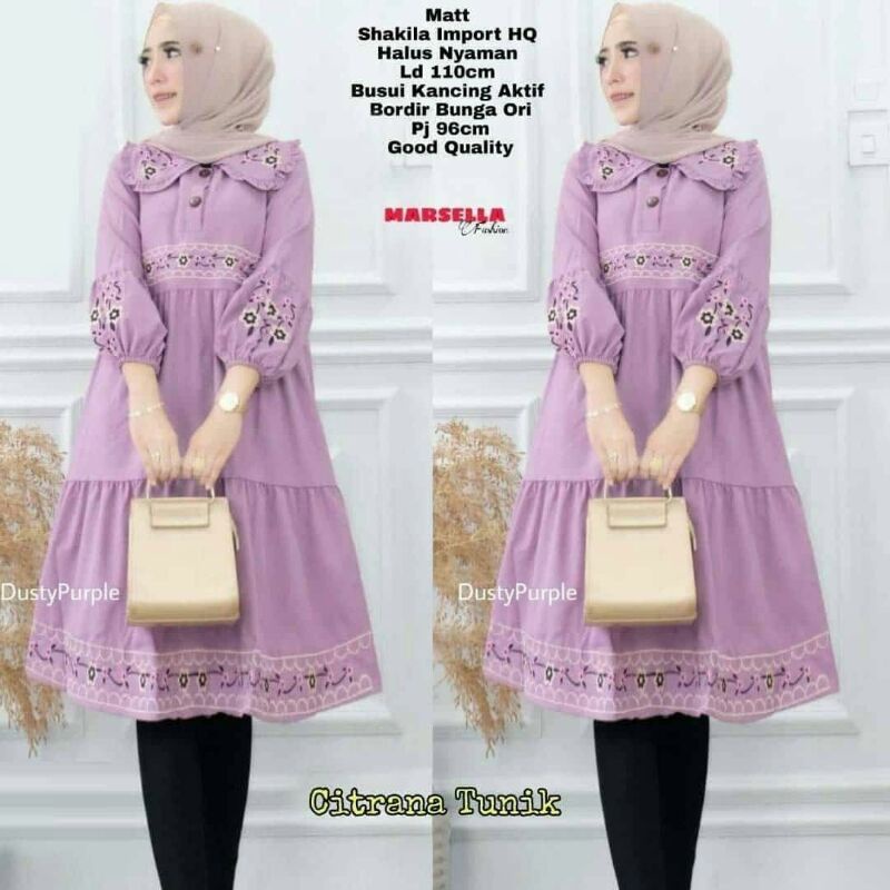 CITRANA TUNIK BORDIR - Baju Atasan Wanita Tunik Muslim