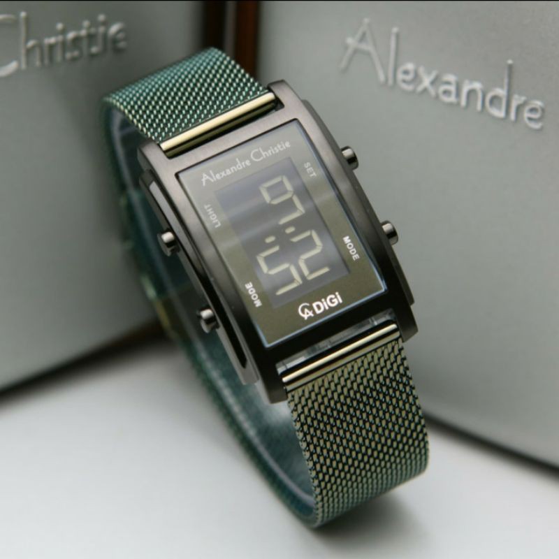 ALEXANDRE CHRISTIE AC9334 BLACK GREEN WANITA.ORIGINAL GARANSI RESMI 1 TAHUN