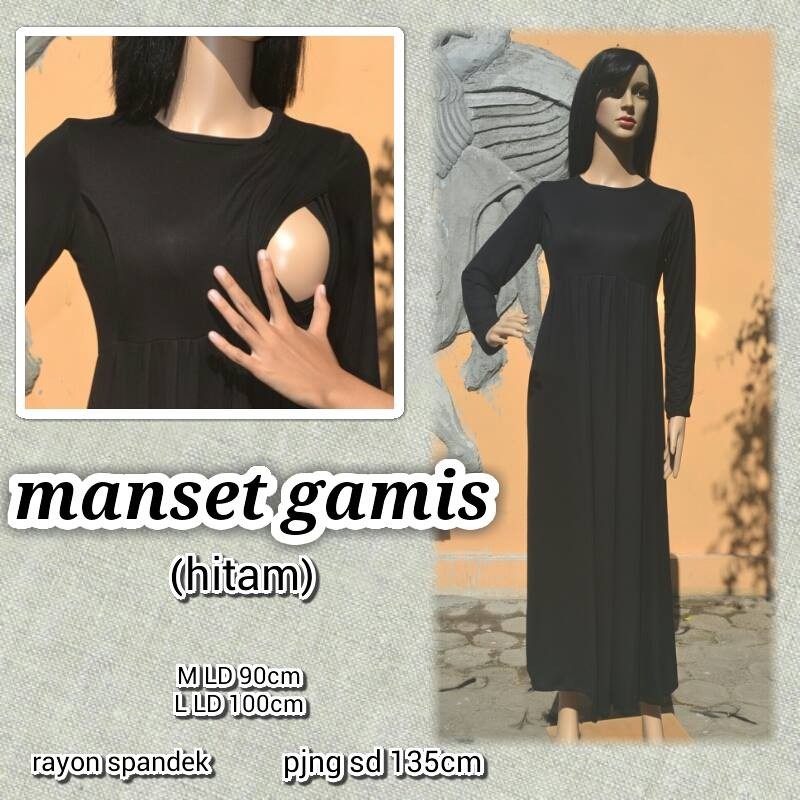 Baju hamil menyusui gamis manset longdress lengan panjang busui trendy friendly murah