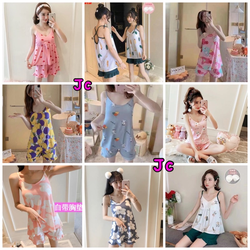 RESTOCK!!! 15 motif JC Set Tank bra Import / Piyama Sexy Import / set Piyama Tanktop