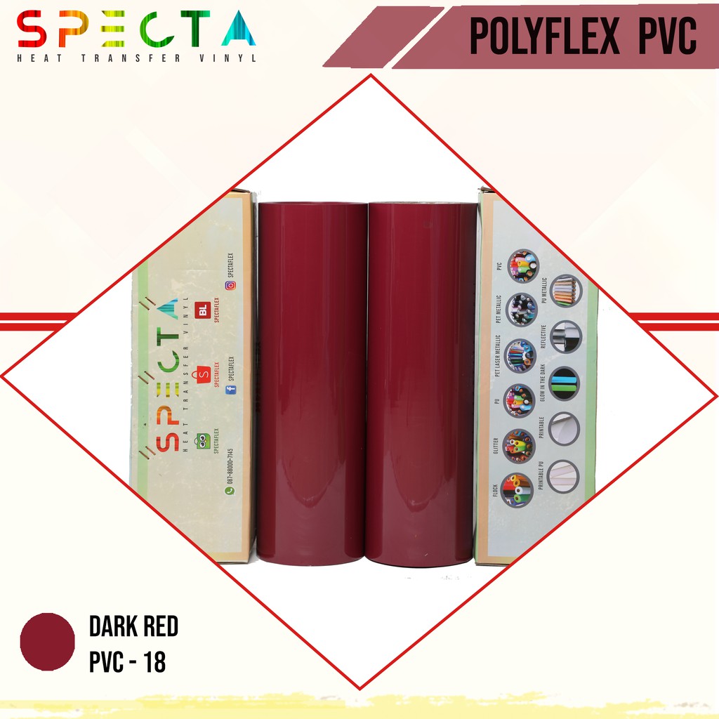 SPECTAFLEX POLYFLEX KOREA PVC-18 ROLL DARK RED HTV VINYL - PVC HTV