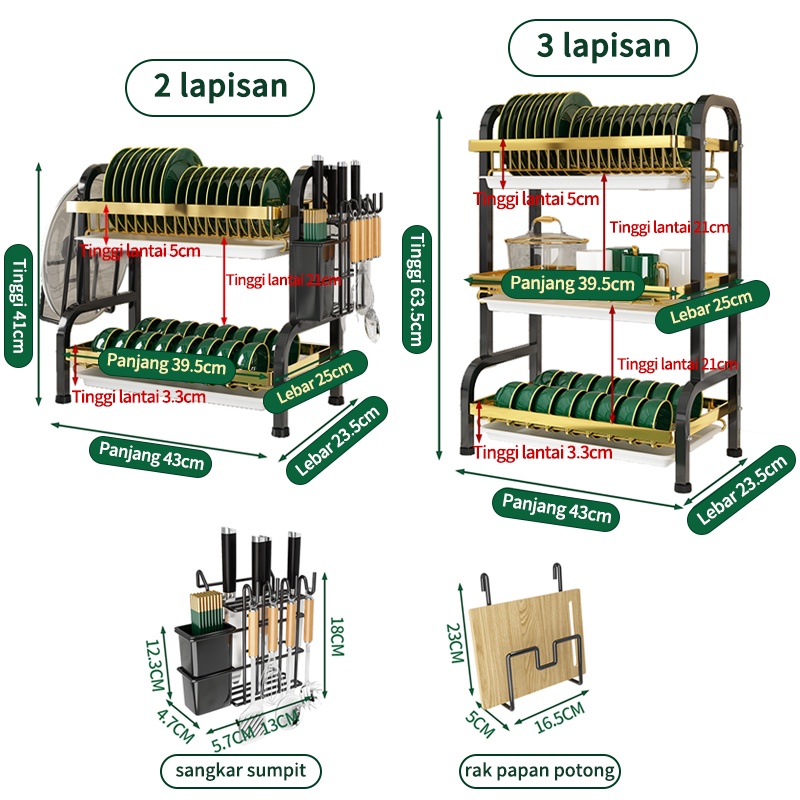 Rak Piring Stainless Rak Dapur Rak Cuci Piring