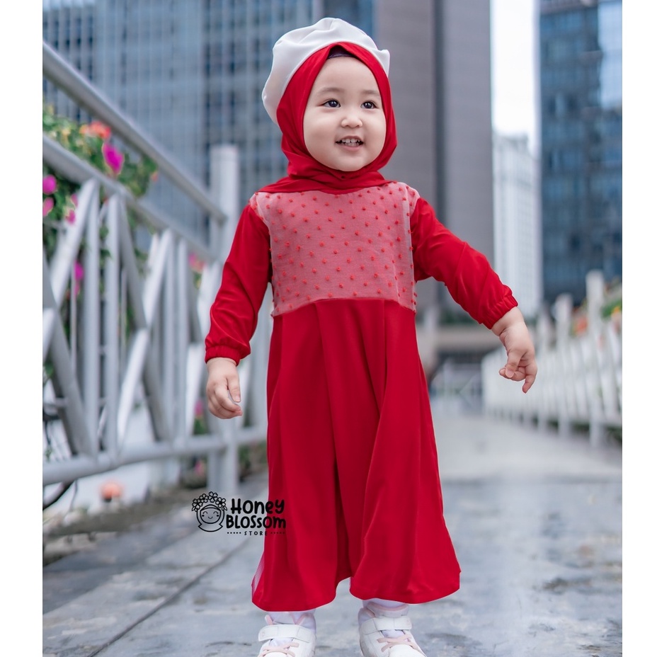 HONEYBLOSSOM gamsi bayi perempuan kombinasi tile organza / gamis bayi perempuan 6 12 bulan alesha