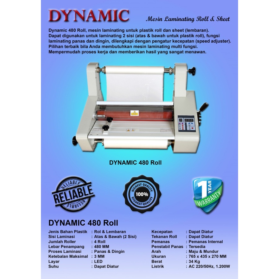 MESIN LAMINATING | PRIME DYNAMIC 480 ROLL | ORIGINAL | GARANSI RESMI