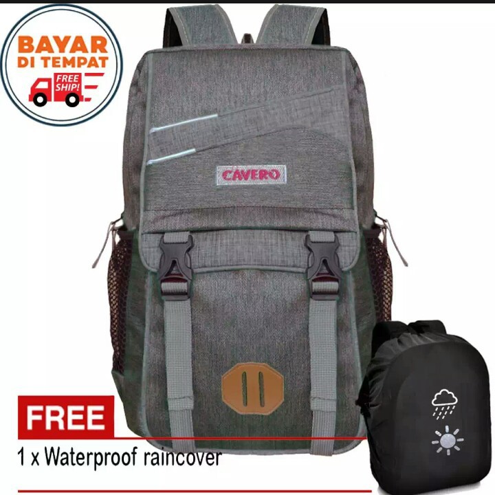 Tas ransel cavero tas pria dan wanita tas fashion model korea pria dan wanita - grey