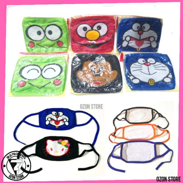 Masker motor Masker hijab masker motif karakter bordir Keroppi lucu imut berbulu halus dan nyaman