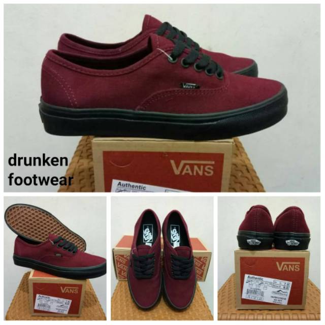 SEPATU VANS AUTHENTIC MAROON BLACK - ORIGINAL PREMIUM - merah marun hitam BNIB