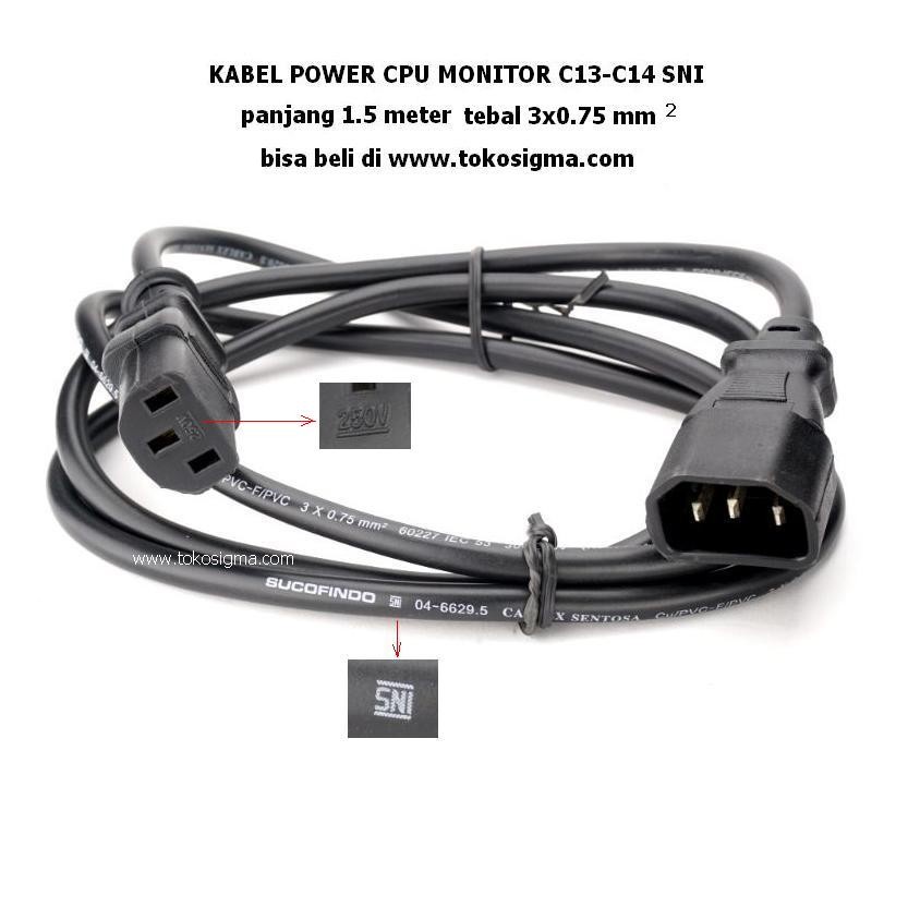 KABEL POWER 1.5 mtr SNI 3X0.75mm CPU-MONITOR C13-C14