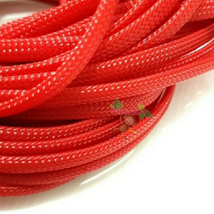 Pembungkus Kabel 4 mm Merah Cable Sleeve braided nylon