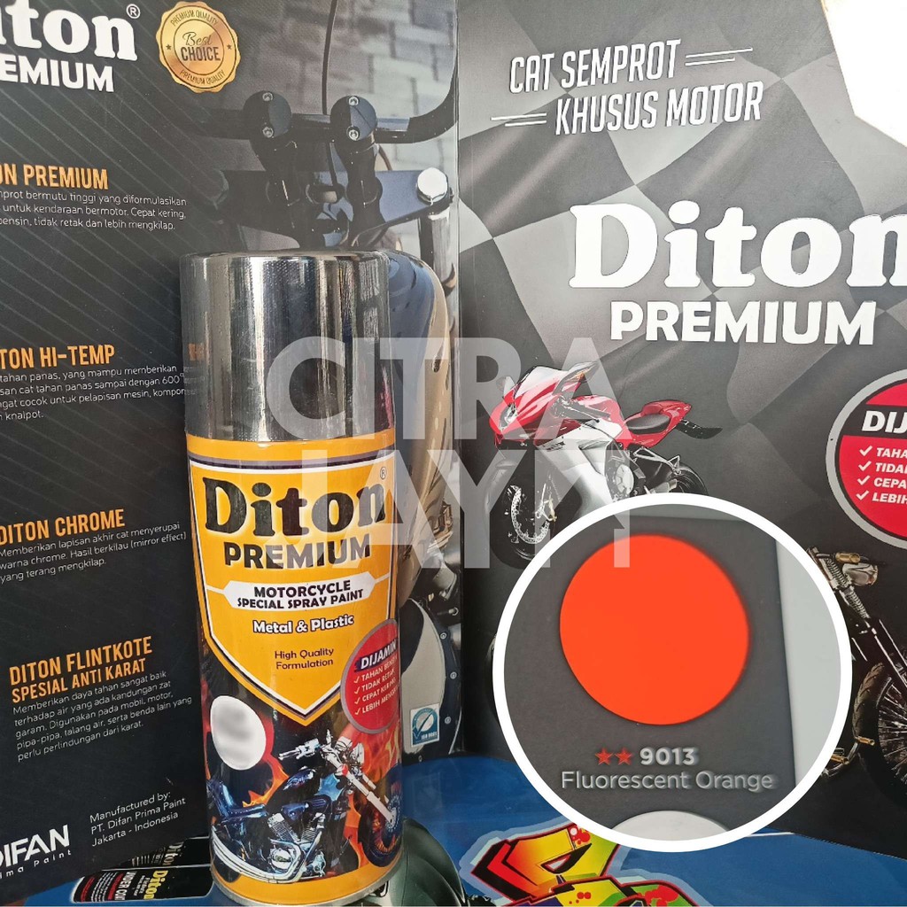 

Cat diton premiun flourescent stabilo Orange 9013 isi 400cc pilox Pilok cat semprot Terbaik