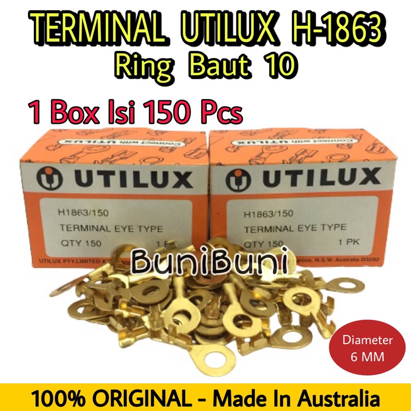 Terminal Skun Utilux Ring Baut 10 Ukuran M6 / Diameter 6 MM H1863 Original (ECERAN)