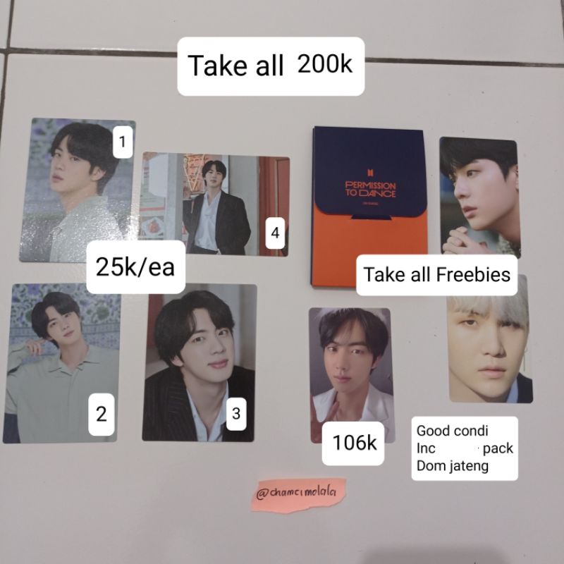 Mini Photocard MPC PTD Seoul JIN BTS SEOKJIN PC MOTS V1 Ver 1