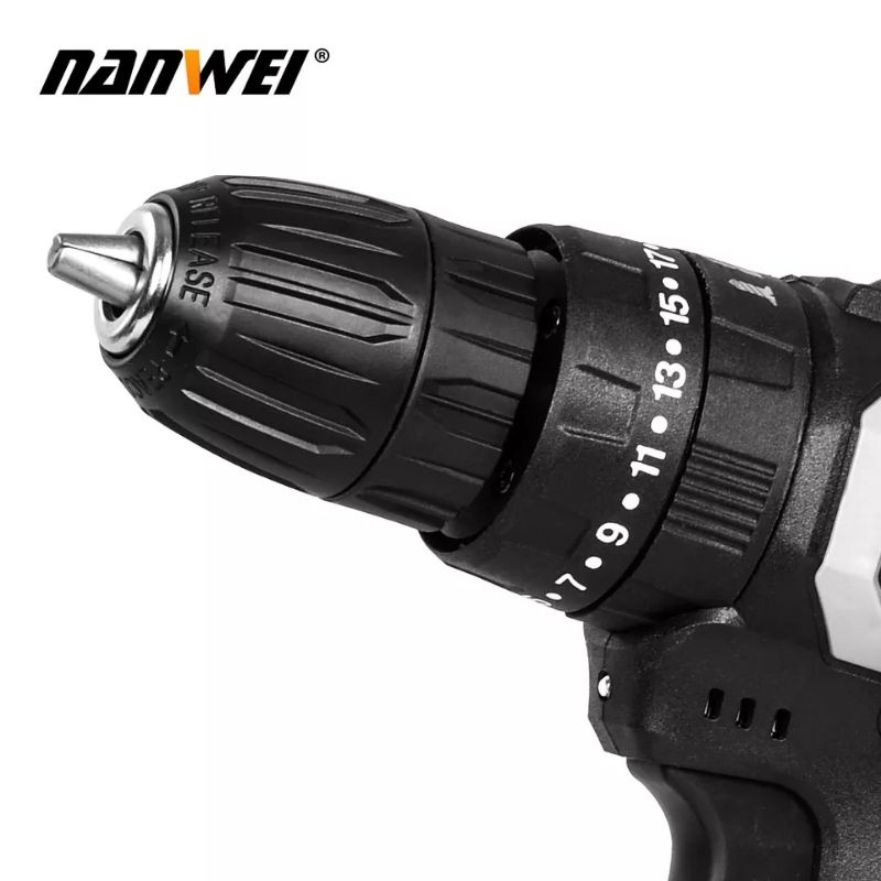 NANWEI power tools two battery rechargeable drill Mini 21V Lithium battery drill double speed Cordless drill