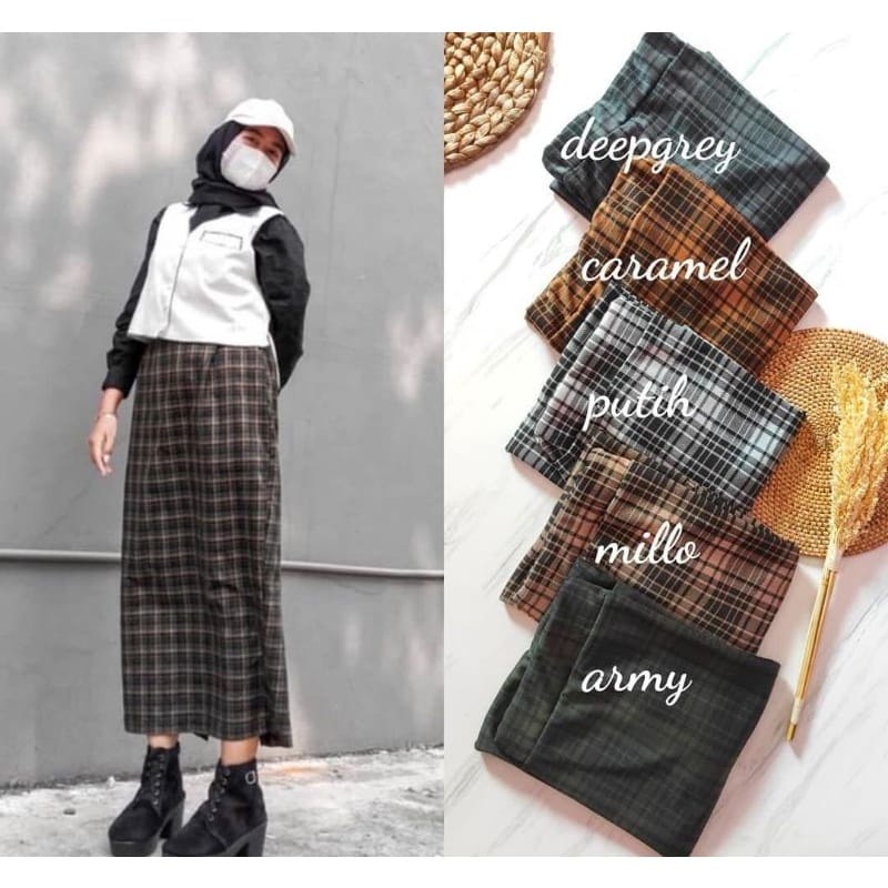 ROK SPAN TARTAN BESTSELLER ROK TARTAN KOTAK PANJANG | ROK SPAN KOTAK PANJANG