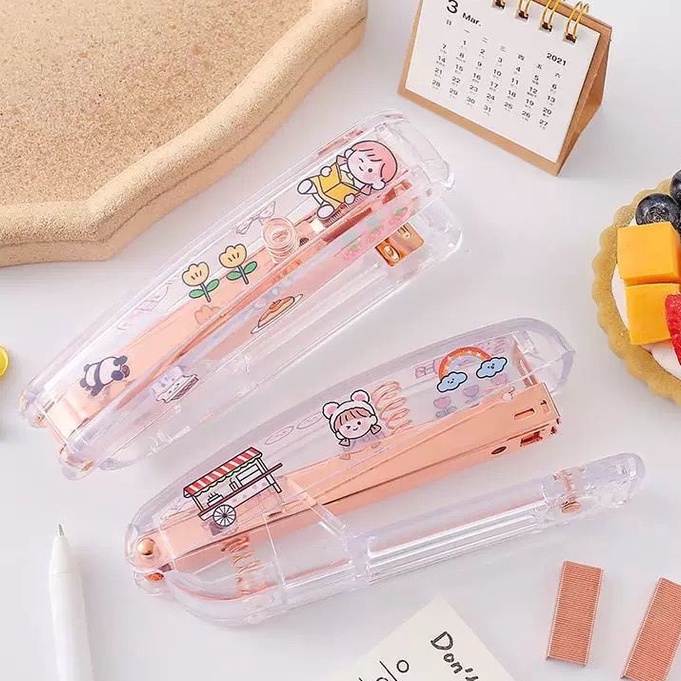 

[randomstuff] Hekter Transparan Ins Lucu Berkualitas Hekter Staples Besar Clear Unik Pink Stationary Kit DIY Stapler Dekorasi Buku Jurnal