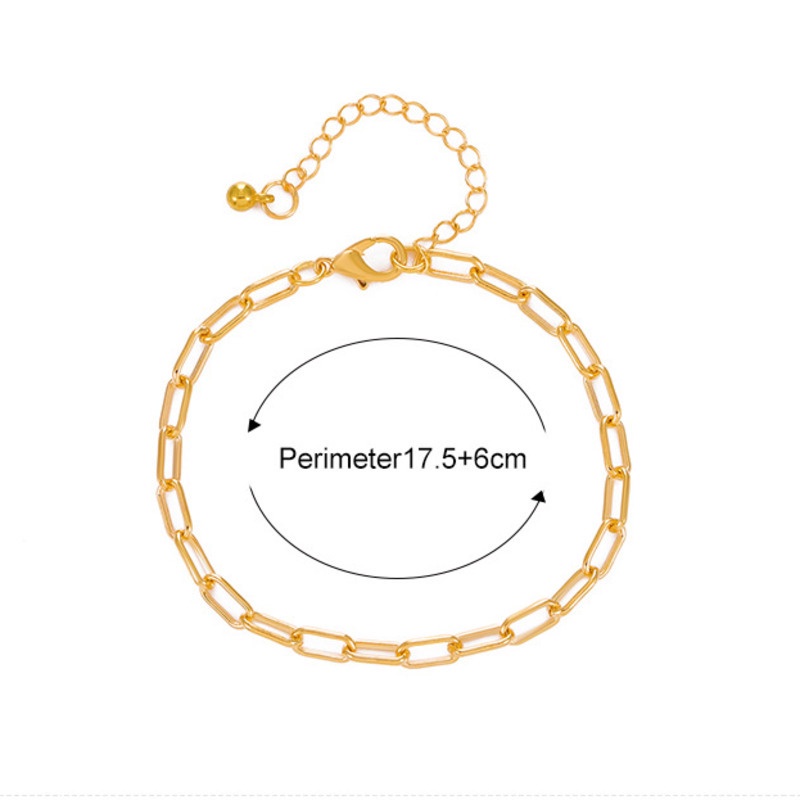 Gelang Rantai Titanium Gold dan Rosegold Polos Gelang Tangan Rantai Titanium Warna Rose Gold Aksen Klip Kertas Gaya Retro Untuk Wanita