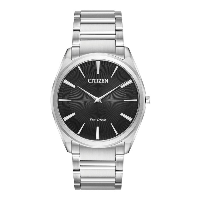 Jam Tangan Pria Citizen Eco-Drive Stiletto AR3070-55E Black Dial Stai