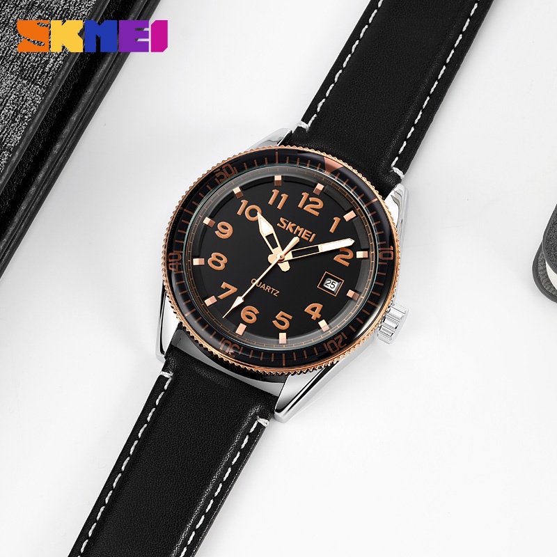 SKMEI 9232 Jam Tangan Pria Analog Tali Kulit Sport Watch WATCHKITE WKOS