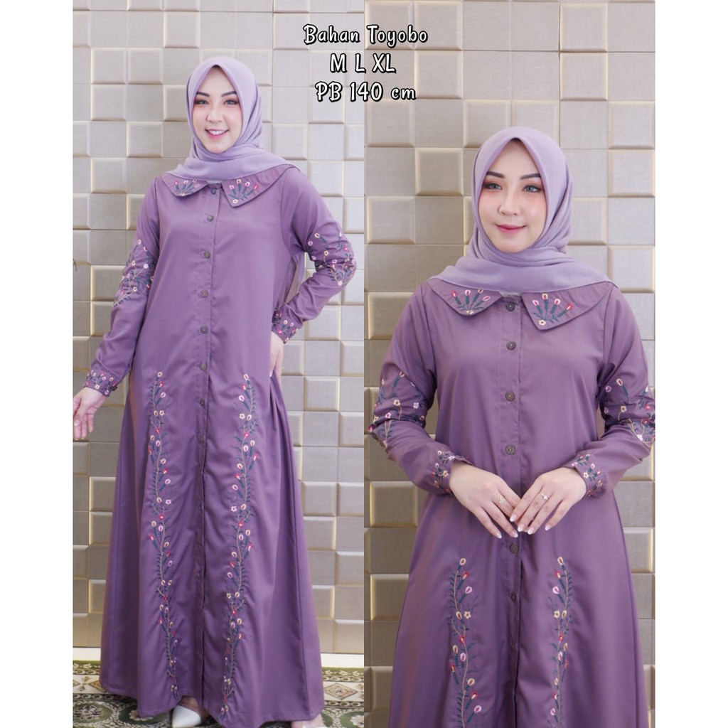 Gamis Toyobo Bordir ~ Gamis toyobo terbaru 2021 ~ Baju Gamis Wanita Dewasa Bahan Toyobo PREMIUM ~ CO