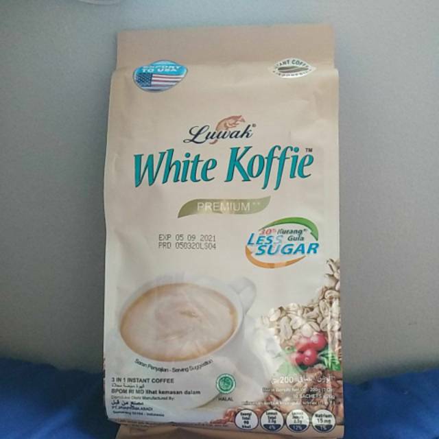 

Kopi Luwak White Koffie Less Sugar Bag 10x20gr