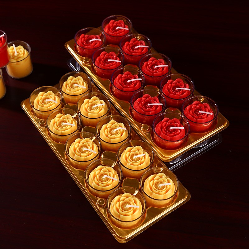 Lilin Teratai Lilin Gelas Teratai Merah isi 10