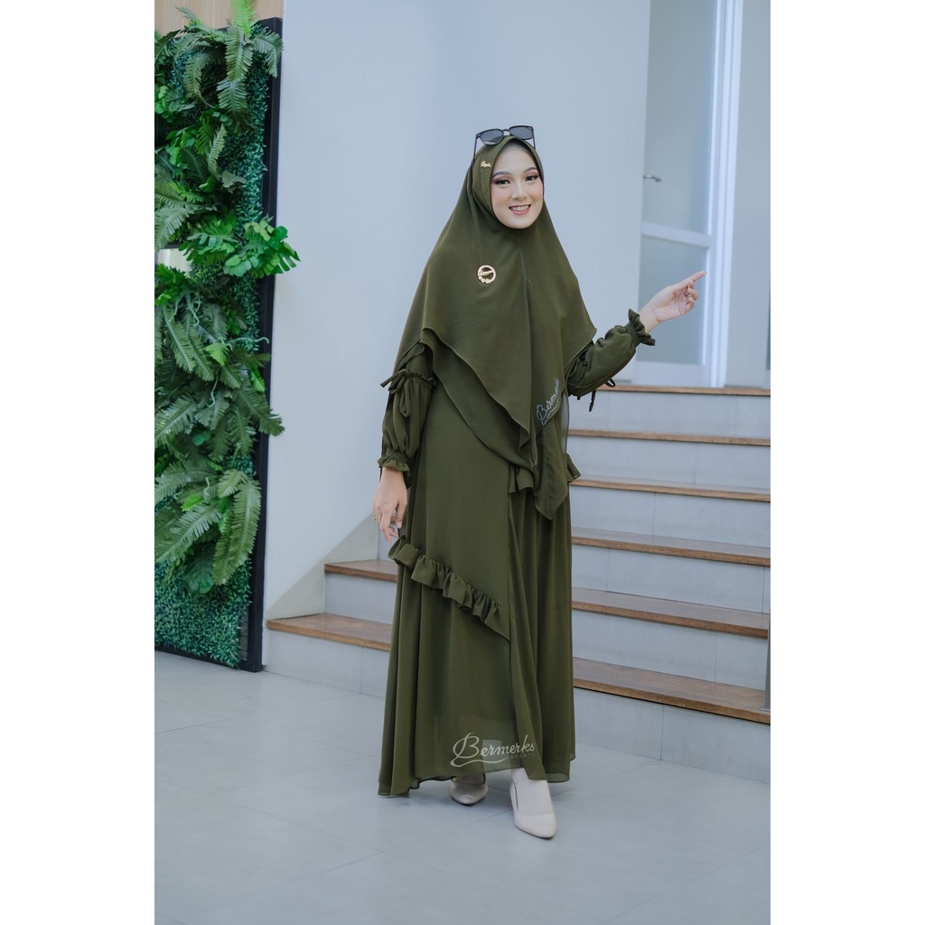 Gamis ceruty babydoll ayudia ori bermerks model terbaru rempel layer original set hijab syari ayudia putih polos haji umrah umroh ihram kain