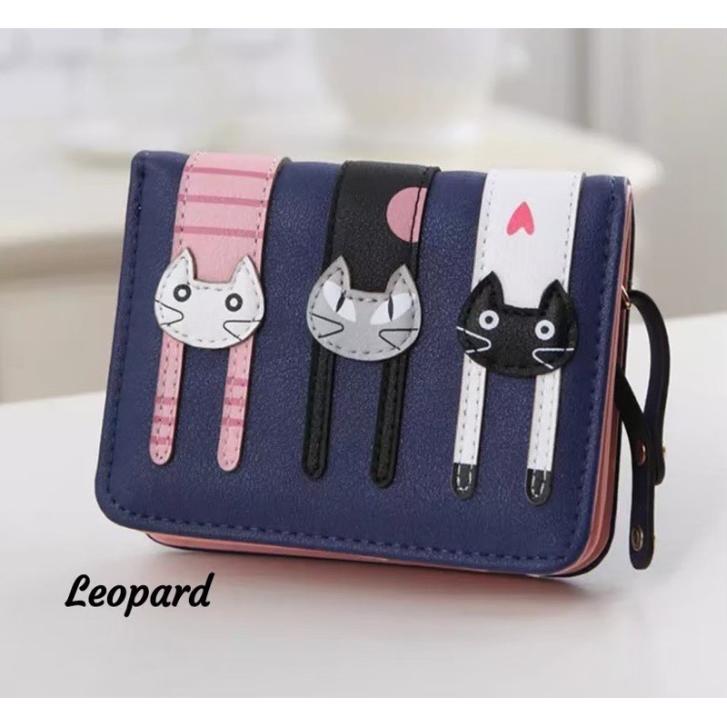 Dompet Wanita Lipat Mini Motif 3 KUCING REBAHAN / Dompet Kucing lucu