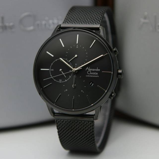 JAM TANGAN PRIA ALEXANDRE CHRISTIE AC 6555 FULL BLACK ORIGINAL GARANSI RESMI 1 TAHUN
