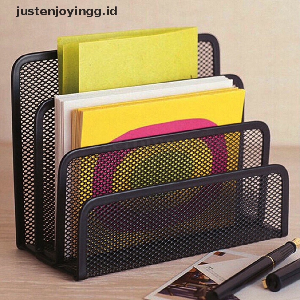 Rak Holder Penyimpanan File Kertas Surat Bahan Mesh Warna Hitam Untuk Desktop Kantor