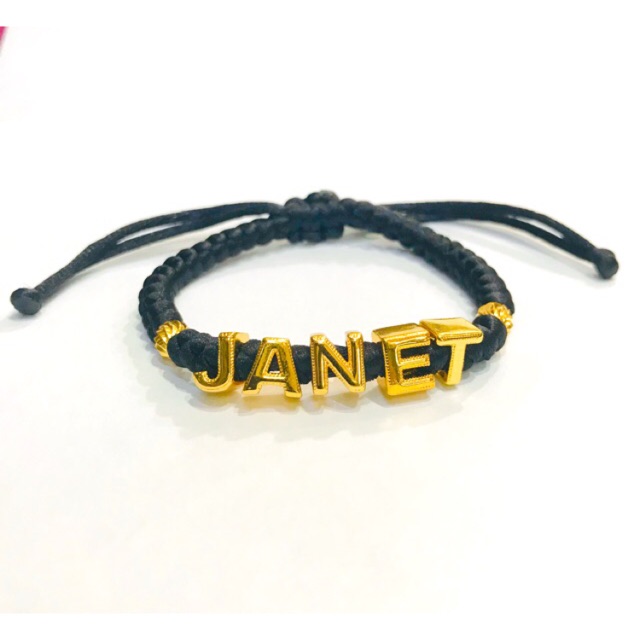 Gelang nama / gelang huruf / gelang tali / gelang alphabet / gelang lapis emas / gelang inisial