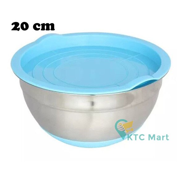 Mixing Bowl 20 cm Warna Anti Slip/ Mangkok Baskom Adonan Stainless